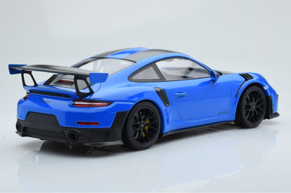 Minichamps 2018 Porsche 911 991.2 GT2 RS Blue w/ Weissach Package, Black Magnesium Wheels 1:18