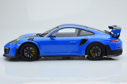 Minichamps 2018 Porsche 911 991.2 GT2 RS Blue w/ Weissach Package, Black Magnesium Wheels 1:18