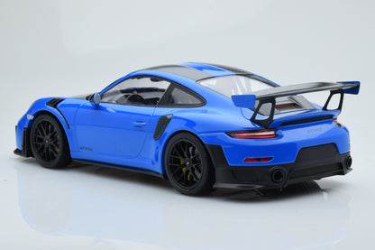 Minichamps 2018 Porsche 911 991.2 GT2 RS Blue w/ Weissach Package, Black Magnesium Wheels 1:18