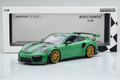 Minichamps 2018 Porsche 911 991.2 GT2 RS Viper Green w/ Weissach Package, Gold Wheels 1:18 SEALED, LIMITED