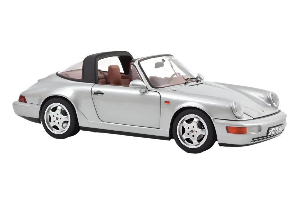 Norev Porsche 911 964 Carrera 4 Targa (w/ Removable Top) 1991 Polar Silver Metallic 1:18