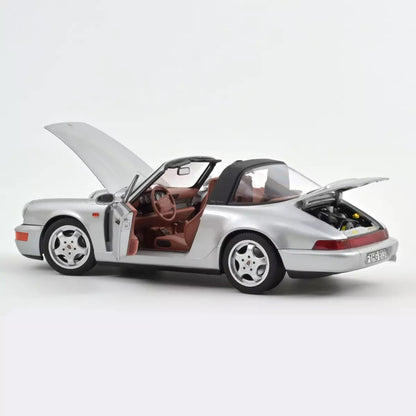 Norev Porsche 911 964 Carrera 4 Targa (w/ Removable Top) 1991 Polar Silver Metallic 1:18