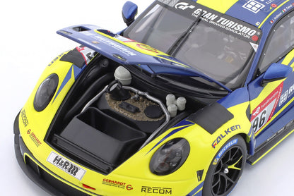 Minichamps Porsche 911 992 GT3 R Team Rutronik Racing No 96 24hr Nurgurgring 2023 Yellow & Blue 1:18