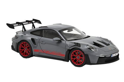 Norev Porsche 911 992 GT3 RS Arctic Gray w/ Pyro Red Wheels 1:18