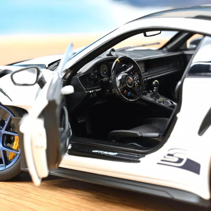 Norev 2022 Porsche 911 992 GT3 RS w/ Weissach Package White w/ Indigo Blue Wheels & Deco 1:18