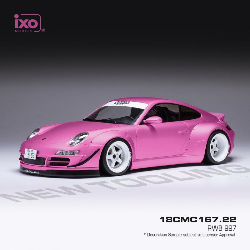 Ixo Porsche 911 997 RWB Roze (Pink) w/ White Wheels 1:18