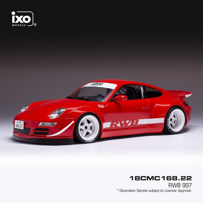 Ixo Porsche 911 997 RWB Red w/ White Wheels 1:18