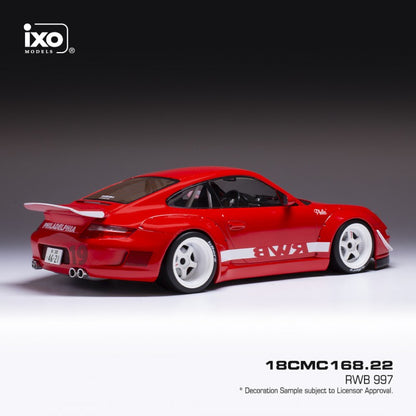 Ixo Porsche 911 997 RWB Red w/ White Wheels 1:18