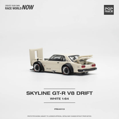 Pop Race Nissan Skyline GT-R V8 Drift (Hakosuka) RHD White 1:64