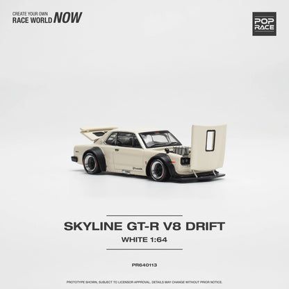 Pop Race Nissan Skyline GT-R V8 Drift (Hakosuka) RHD White 1:64