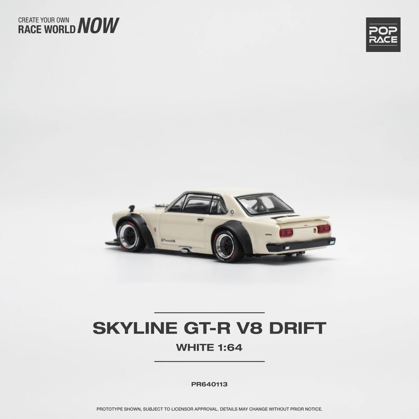 Pop Race Nissan Skyline GT-R V8 Drift (Hakosuka) RHD White 1:64