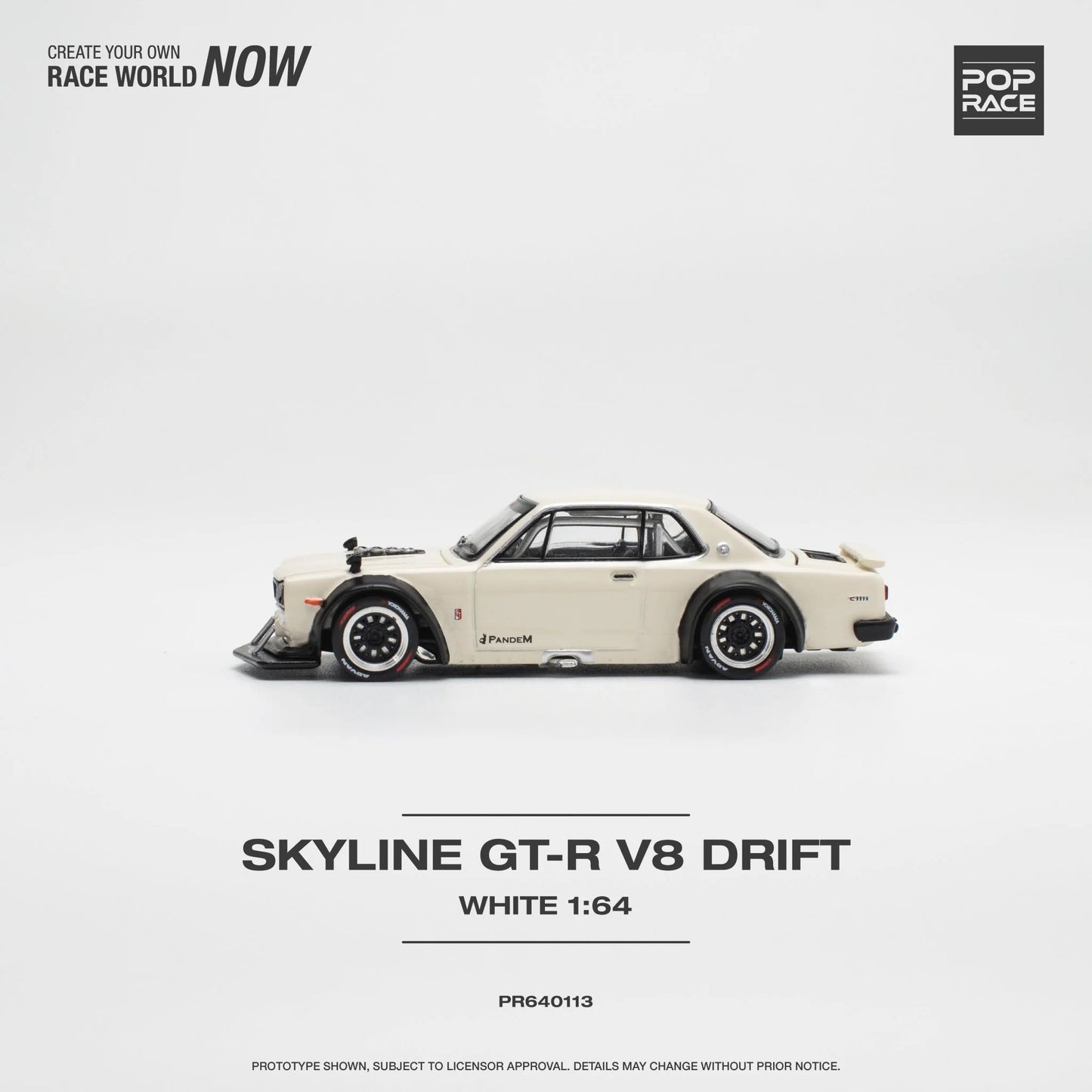 Pop Race Nissan Skyline GT-R V8 Drift (Hakosuka) RHD White 1:64