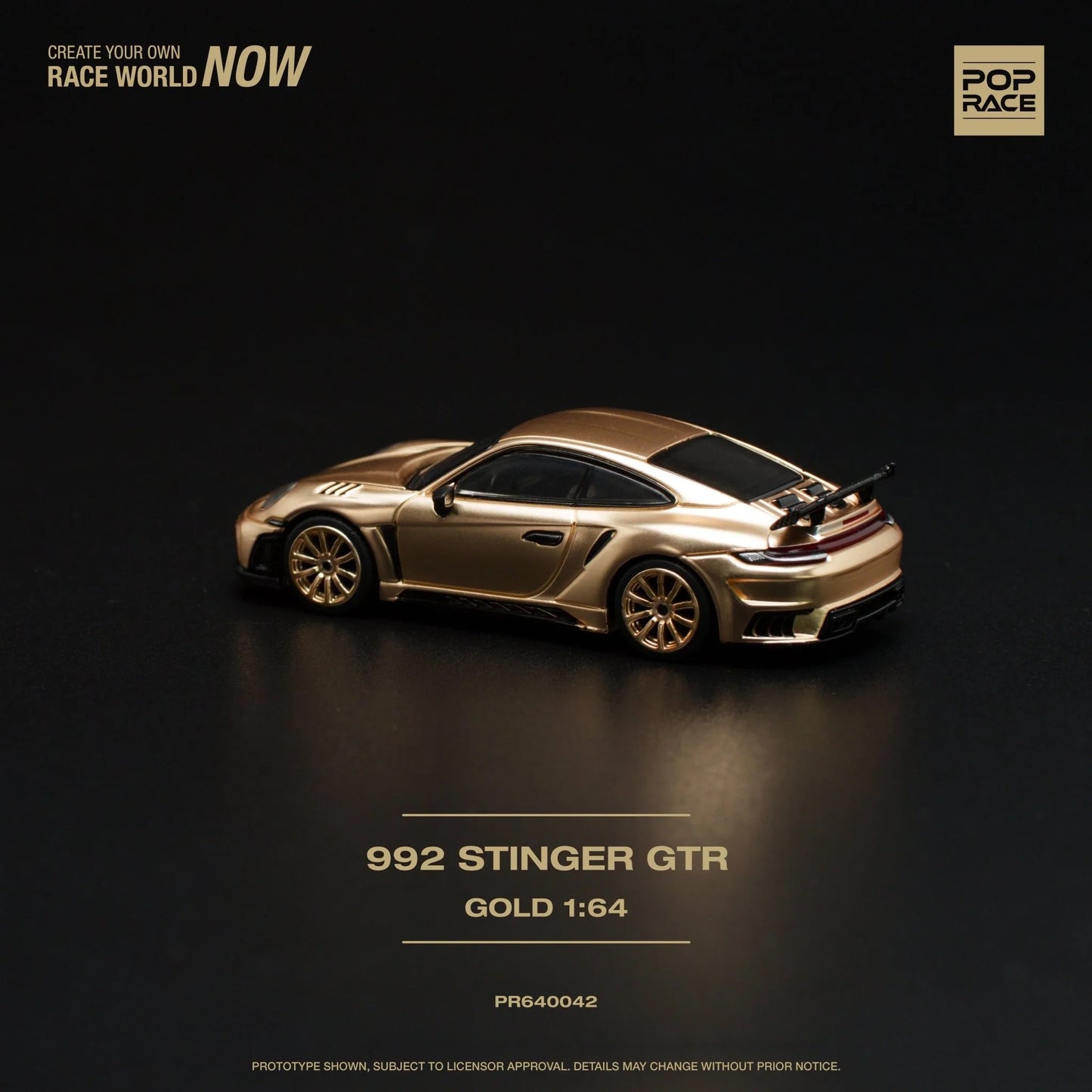 Pop Race Porsche 911 992 Stinger GTR Gold 1:64