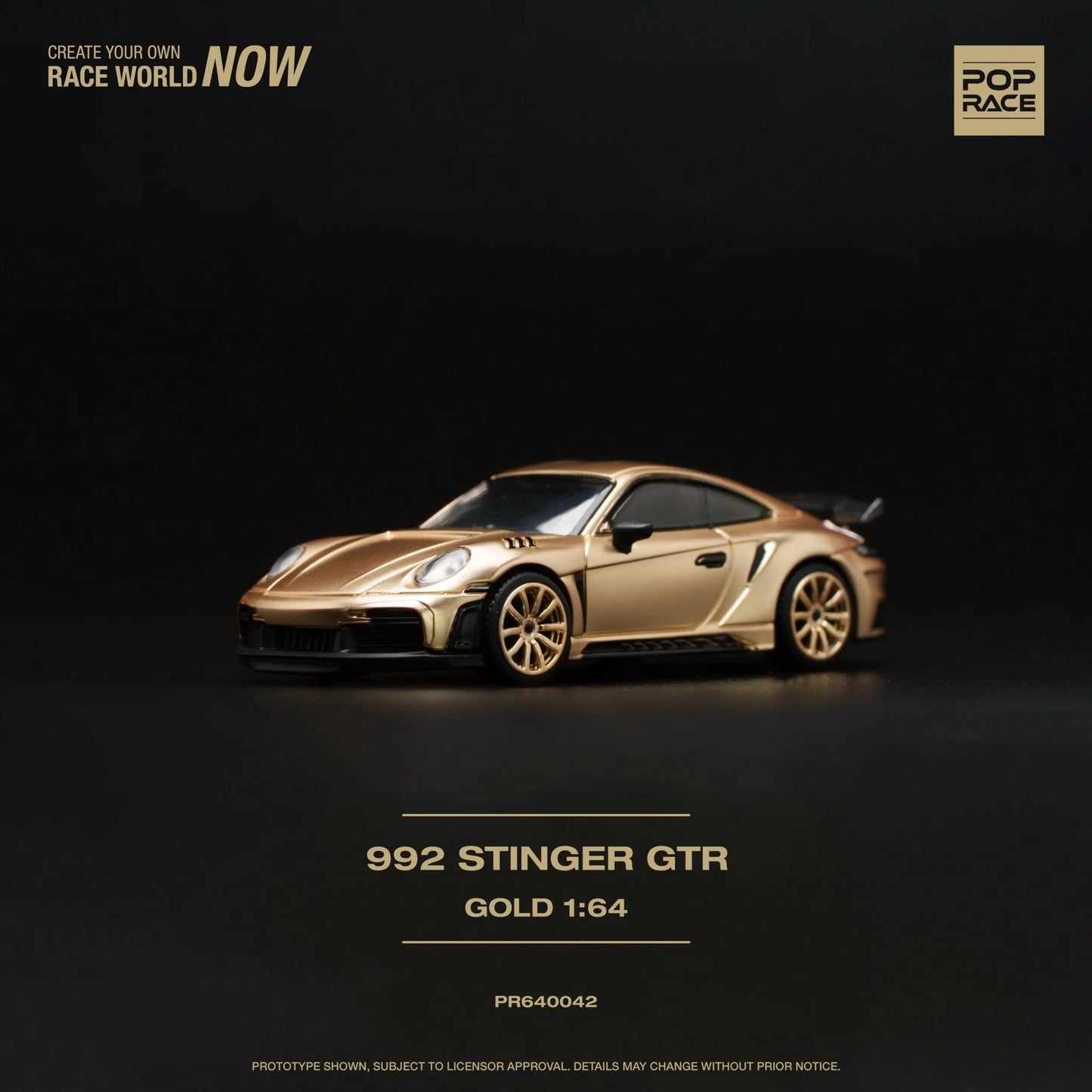 Pop Race Porsche 911 992 Stinger GTR Gold 1:64