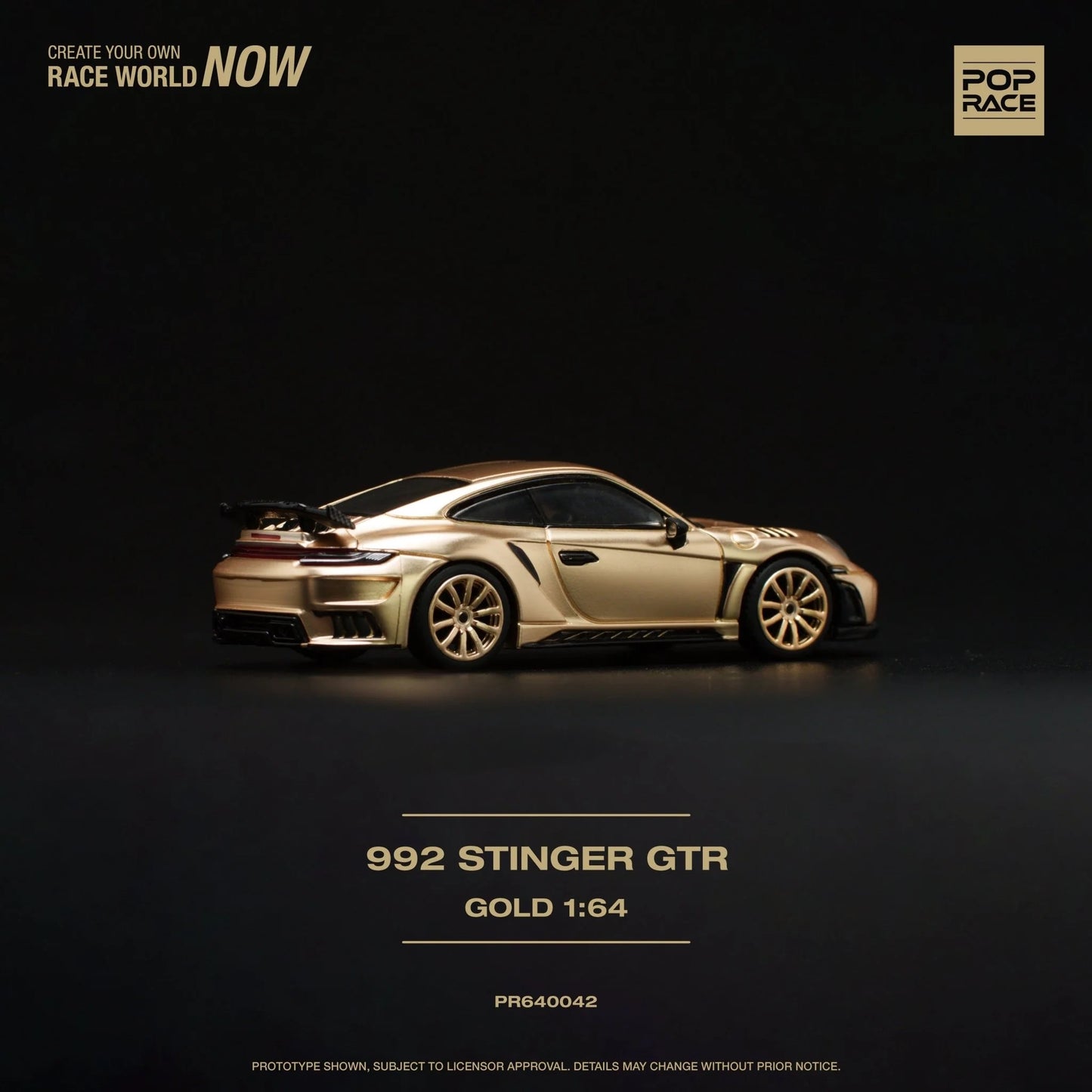 Pop Race Porsche 911 992 Stinger GTR Gold 1:64