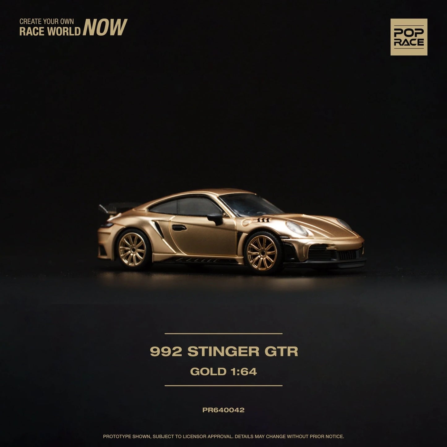 Pop Race Porsche 911 992 Stinger GTR Gold 1:64