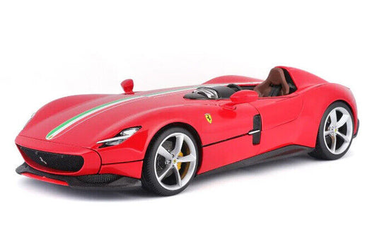 Bburago 2018 Ferrari Monza SP1 Rosso Corsa Red w/ Italian Flag Stripe 1:18