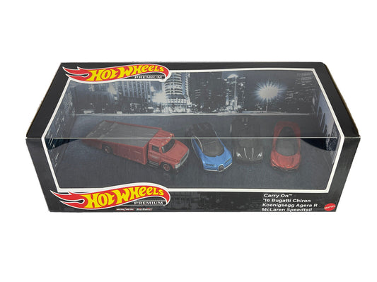 Hot Wheels Premium Collector Set #10 Hypercars Bugatti, Koenigsegg, Mclaren in Diorama Box 1:64