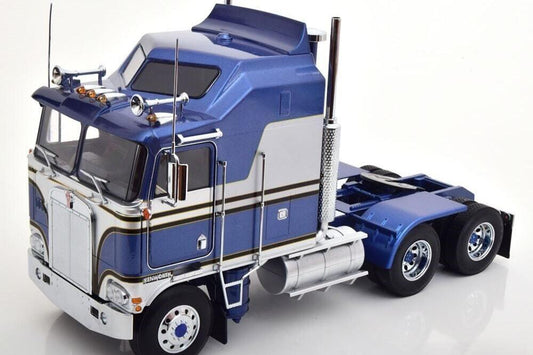 Road Kings 1976 Kenworth K100 Aerodyne Tractor Truck 3 Blue w/ Silver Stripes 1:18