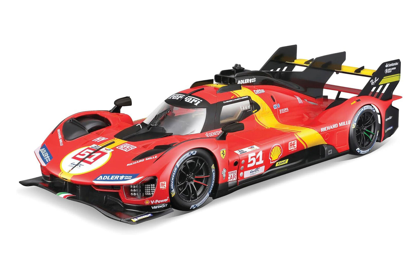 Bburago Ferrari 499P 3.0L Turbo V6 No 51 Team Ferrari AF Corse 2023 24hr Le Mans - Red 1:18