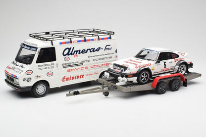 Otto 1981 Porsche Rally Set - 911 SC Gr.4 + Trailer + Citroen C35 Van Assistance Rallye de Portugal White 1:18