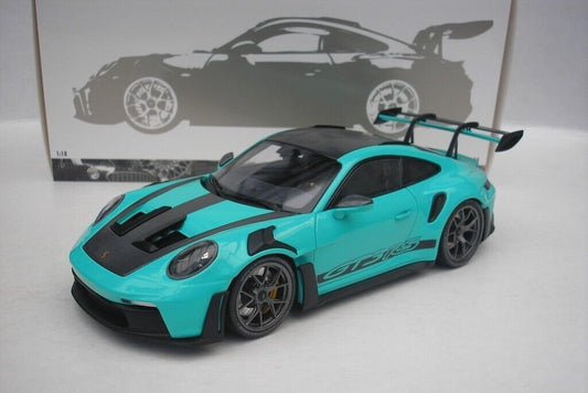 Minichamps 2023 Porsche 911 992 GT3 RS w/ Weissach Pkg Mint Green w/ Dark Silver Wheels 1:18