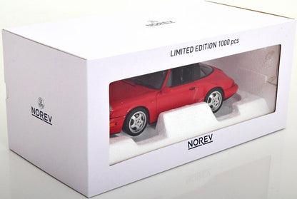 Norev 1990 Porsche 911 964 Carrera 4 Targa (w/ Removable Top) Guards Red 1:18 LIMITED