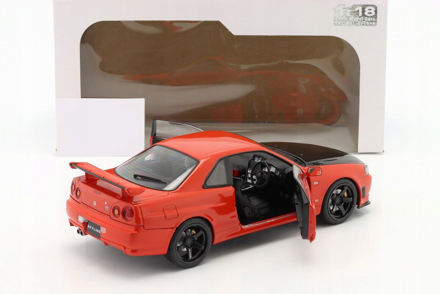 Solido 1999 Nissan Skyline GT-R (R34) Red w/ Black Hood  1:18