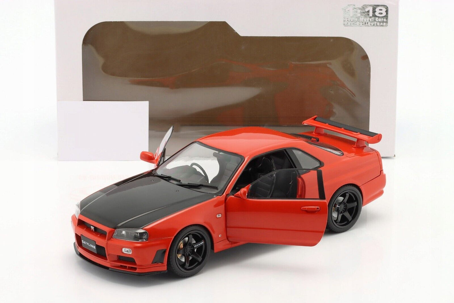 Solido 1999 Nissan Skyline GT-R (R34) Red w/ Black Hood  1:18