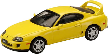 Hobby Japan 1993 Toyota Supra Mk4 (JZA80) w/ Switchable Front Spoiler Yellow 1:64