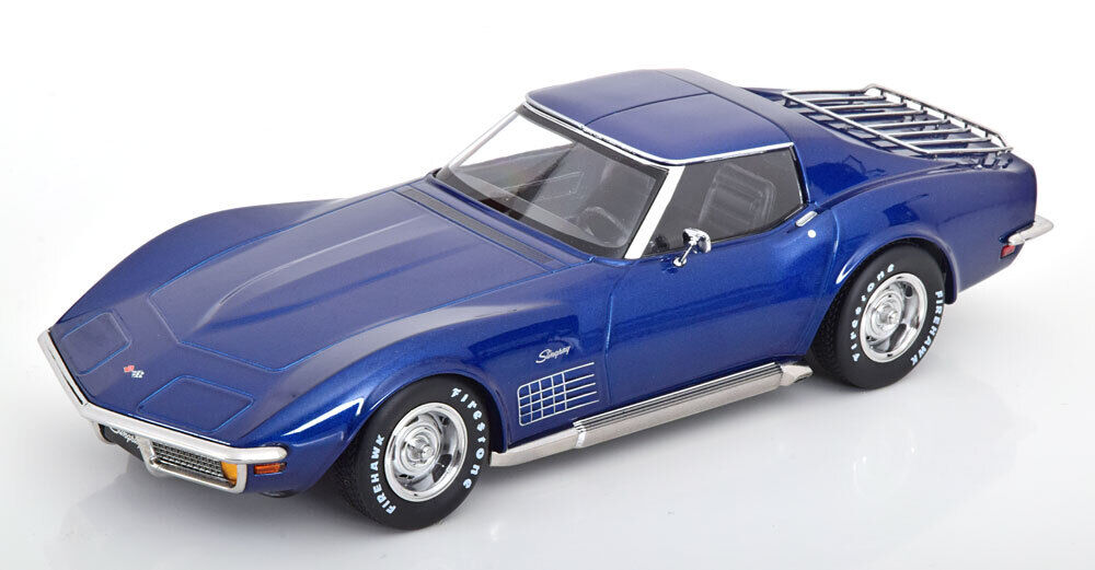 KK Scale 1972 Chevy Corvette C3 Stingray Blue (w/ Removable T-Tops) 1:18