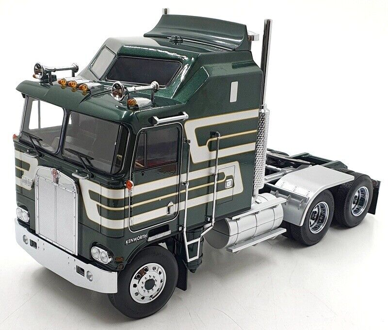 Road Kings 1976 Kenworth K100 Aerodyne Tractor Truck 3 Dark Green w/ Silver Stripes 1:18