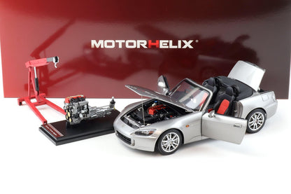 Motorhelix 2000 Honda S2000 (AP2) w/ Engine & Convertible Tops, Silver 1:18 LIMITED