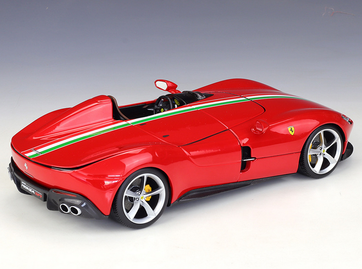 Bburago 2018 Ferrari Monza SP1 Rosso Corsa Red w/ Italian Flag Stripe 1:18