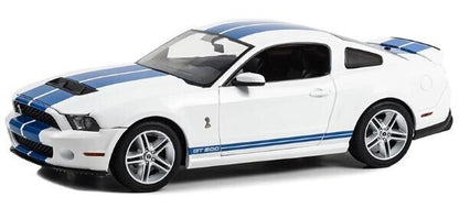 Greenlight 2011 Ford Mustang Shelby GT500 Performance White w/ Grabber Blue Stripes 1:18