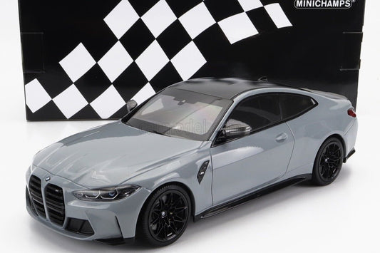 Minichamps 2020 BMW M4 Coupe (G82) w/ Black Carbon Roof Grey Metallic 1:18 SEALED