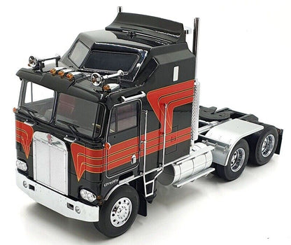 Road Kings 1976 Kenworth K100 Aerodyne Tractor Truck 3 Black w/ Red Stripes 1:18