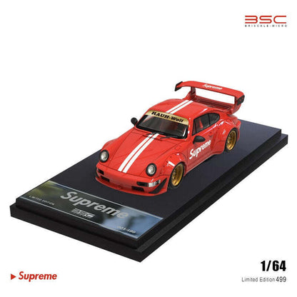 BSC (BriscaleMicro) T1 Van Camper, Trailer, & Porsche 911 964 RWB Set Supreme Livery Red 1:64