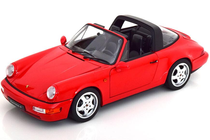 Norev 1990 Porsche 911 964 Carrera 4 Targa (w/ Removable Top) Guards Red 1:18 LIMITED