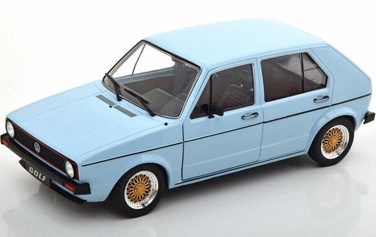 Solido 1983 Volkswagen Golf L MK1 Light Blue w/ Gold BBS Wheels 1:18