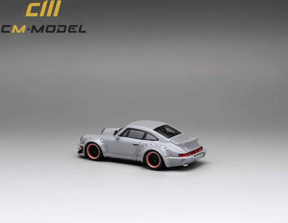 CM Model Porsche 911 964 Widebody w/ Changeable Wings and Wheels Nero Grey 1:64