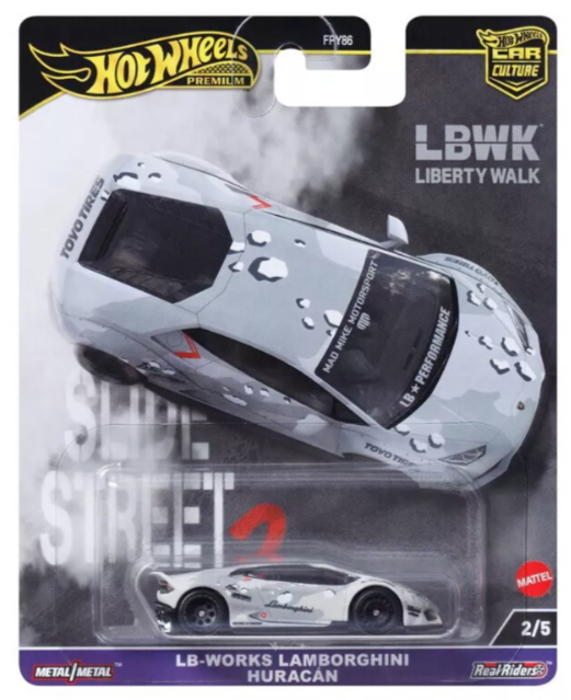 Hot Wheels Premium Slide Street Series 2 Lamborghini Huracan LB-Works Japan Grey 1:64