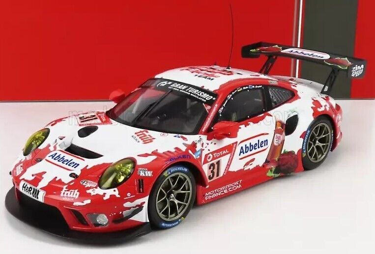 Ixo 2019 Porsche 911 991.2 GT3 R Team Frikadelli Racing No 31 24hr Nurburgring 2019 Red & White 1:18