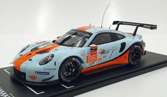 Ixo 2018 Porsche 911 991.2 GT3 RSR 4.0L Team Gulf Racing No 86 Le Mans 2018 Lt Blue/Orng/Black 1:18