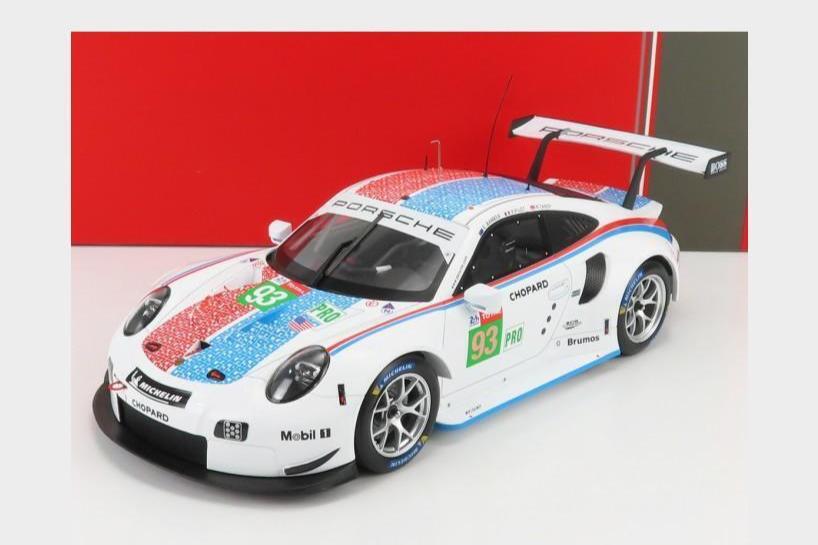 Ixo 2018 Porsche 911 991.2 GT3 RSR No.93 Team Flat-6 Porsche GT 24hr Le Mans 2019 White 1:18