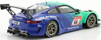 Ixo 2018 Porsche 911 991.2 GT3 R Team Falken Motorsports No 44 Bachler, Burgmeister, Ragginger, Werner Winner 24hr Nurburgring 1:18