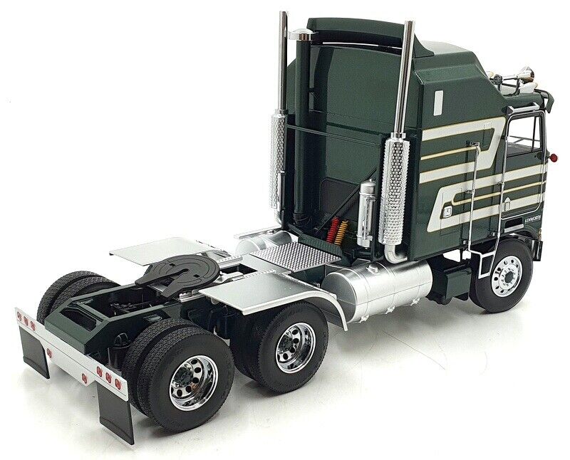 Road Kings 1976 Kenworth K100 Aerodyne Tractor Truck 3 Dark Green w/ Silver Stripes 1:18