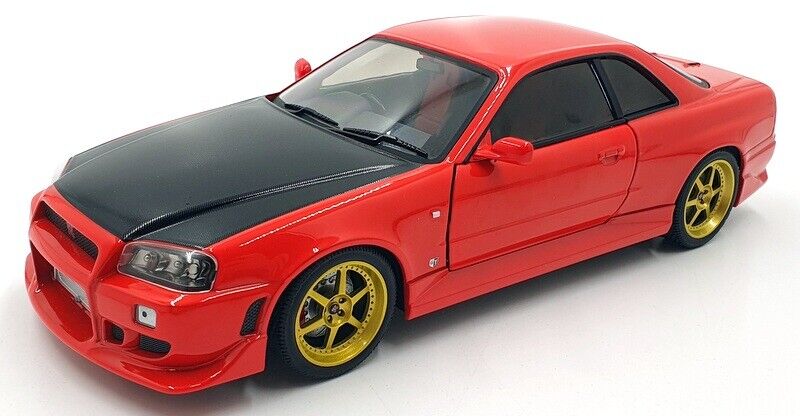 Greenlight 1999 Nissan Skyline GT-R (R34) Red w/ Black Hood & LED Ground Effects 1:18