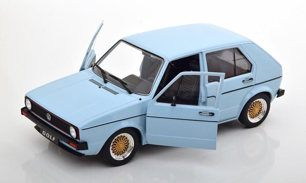 Solido 1983 Volkswagen Golf L MK1 Light Blue w/ Gold BBS Wheels 1:18