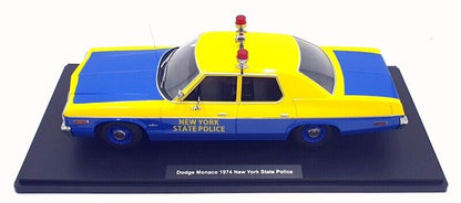 KK Scale 1974 Dodge Monaco New York State Police Cruiser 2-Tone Yellow and Blue 1:18